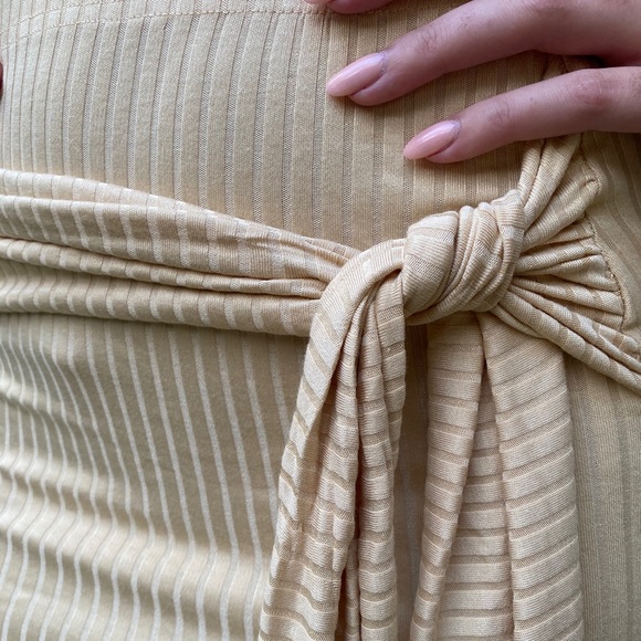 Verge Girl Skirts Verge Girl Eastside Ribbed Tie Mini Skirt In Sand